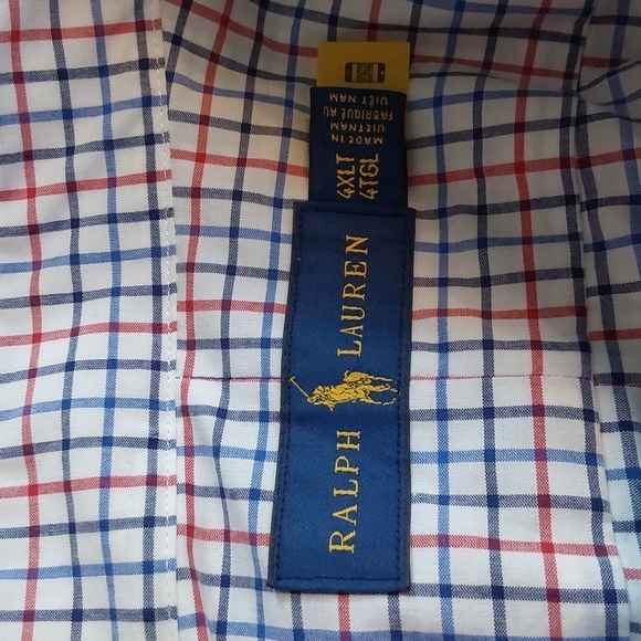 Ralph Lauren Mens Red,white,Blue Checked Dress Shirt Preppy Sz.4XLT - Picture 8 of 9